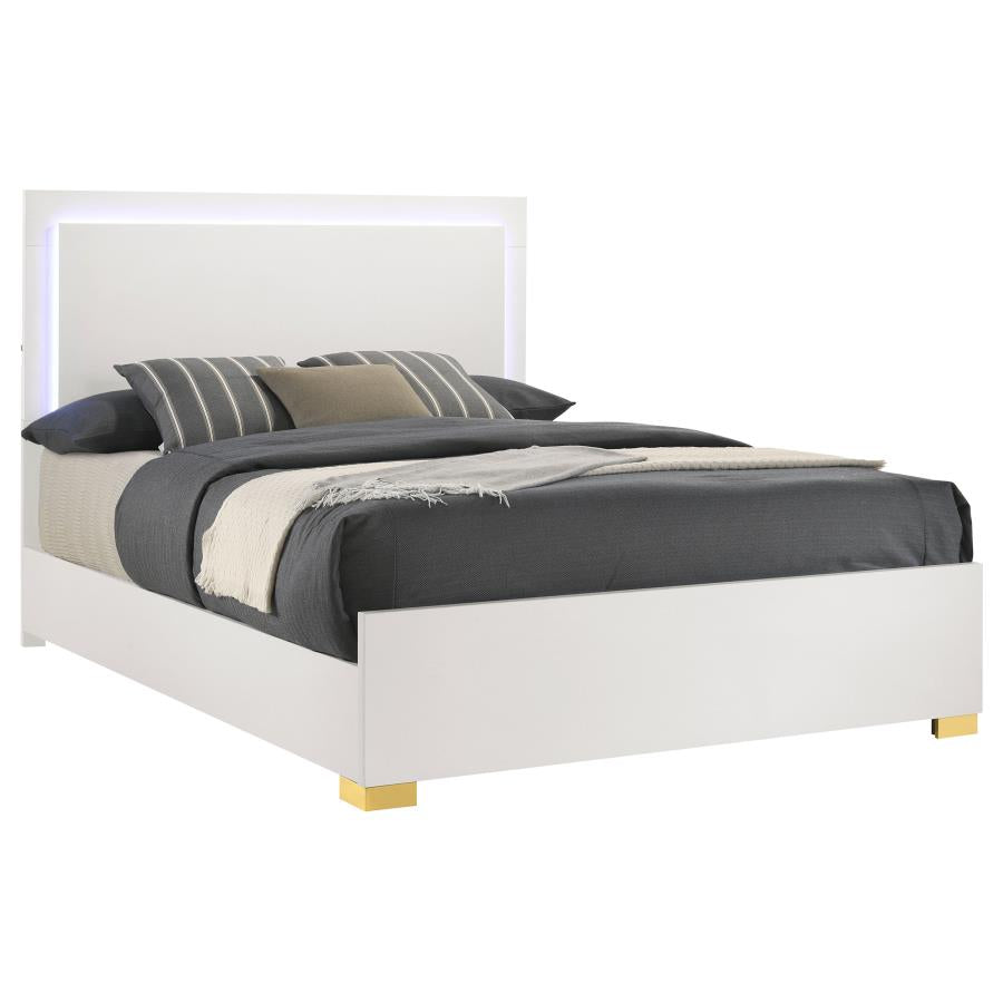 Marceline Wood Queen LED Panel Bed White-3