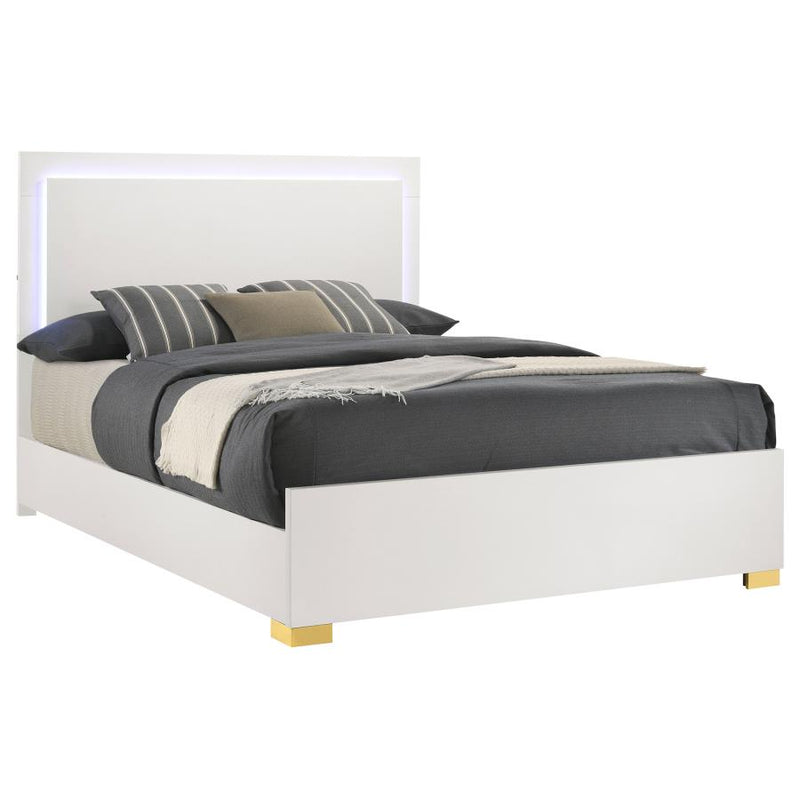 Marceline Wood Queen LED Panel Bed White-zoom-