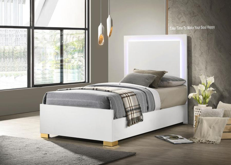 Marceline Wood Twin LED Panel Bed White-zoom-