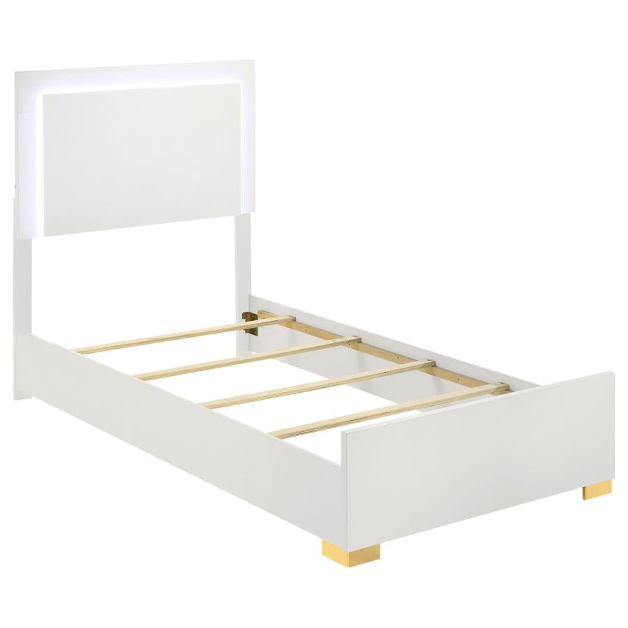 Marceline Wood Twin LED Panel Bed White-zoom-1