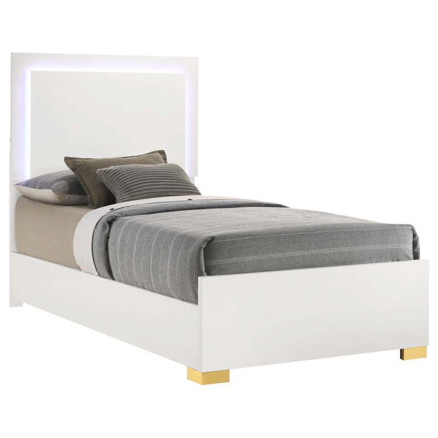 Marceline Wood Twin LED Panel Bed White-zoom-3