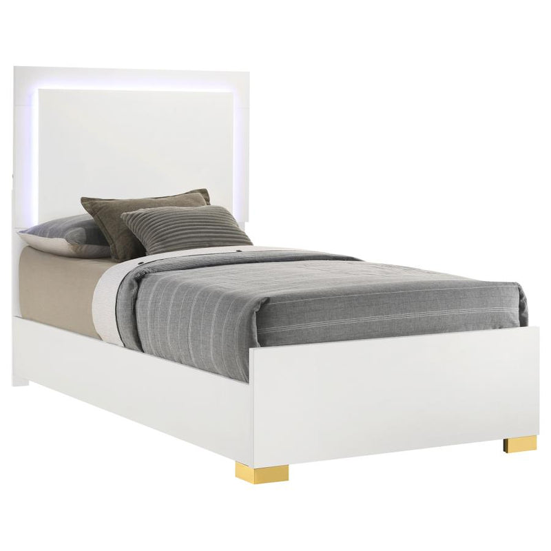 Marceline Wood Twin LED Panel Bed White-zoom-
