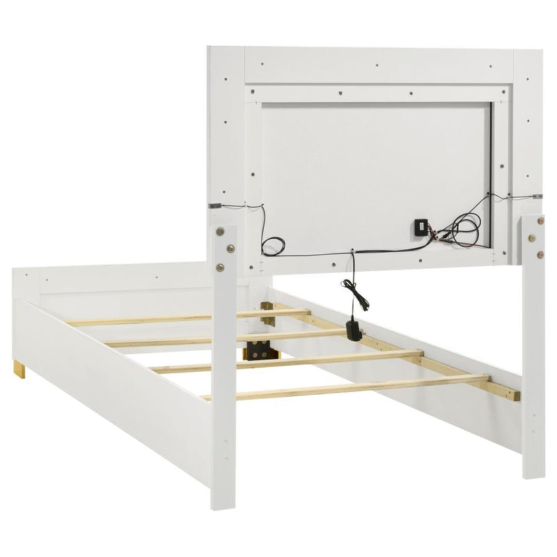 Marceline Wood Twin LED Panel Bed White-zoom-