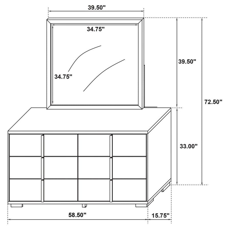 Marceline 6-drawer Dresser with Mirror White-zoom-