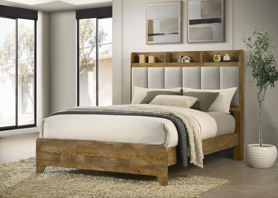 Henderson 57-inch Eastern King Bookcase Panel Bed Medium Oak-2