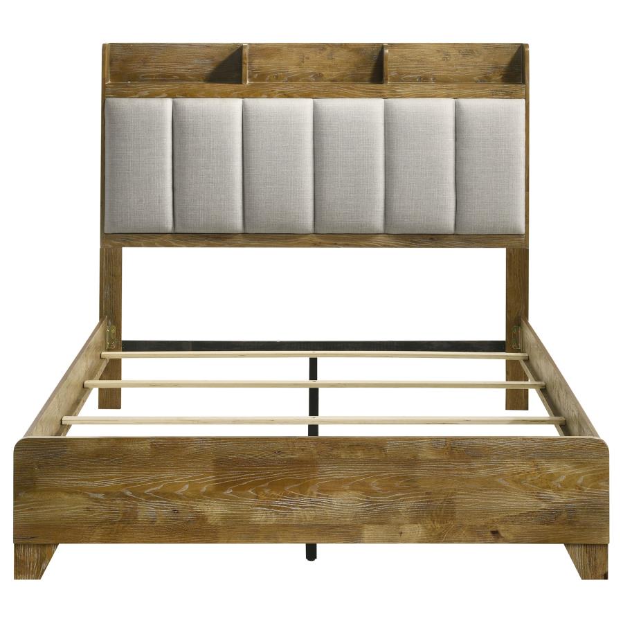 Henderson 57-inch Queen Bookcase Panel Bed Medium Oak-4