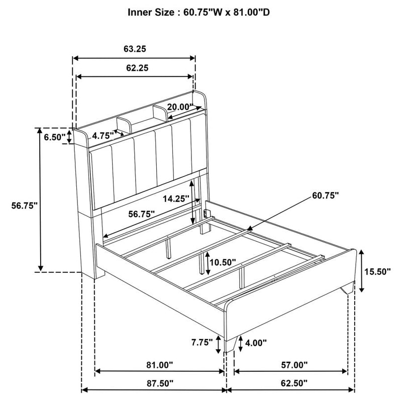 Henderson 57-inch Queen Bookcase Panel Bed Medium Oak-zoom-