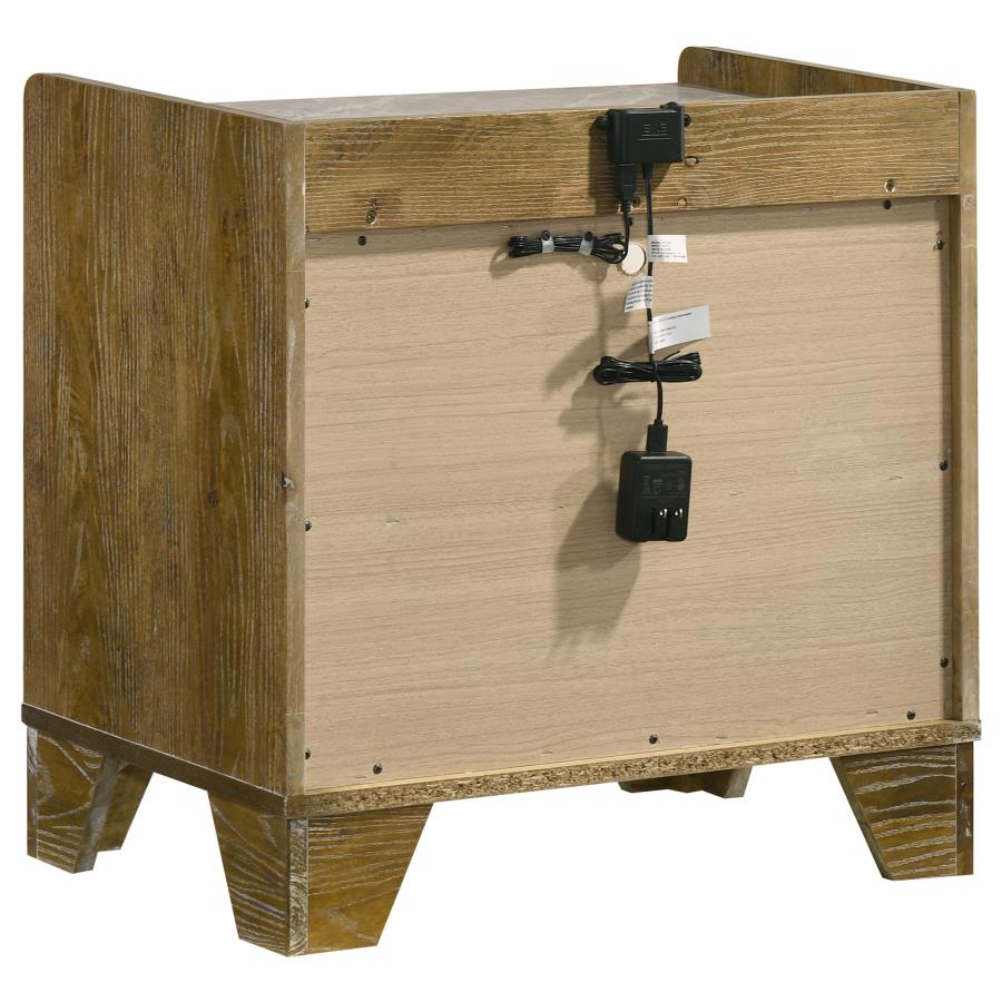 Henderson 1-drawer LED Nightstand Bedside Table Medium Oak-4