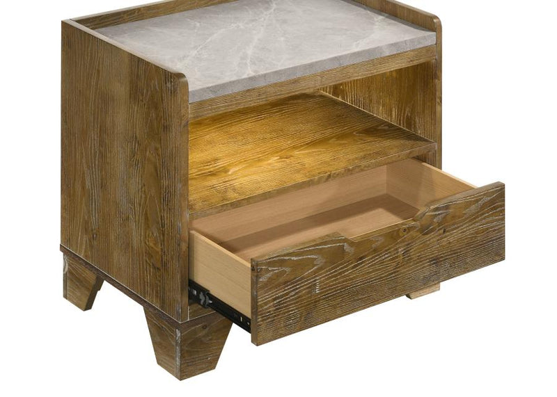 Henderson 1-drawer LED Nightstand Bedside Table Medium Oak-zoom-