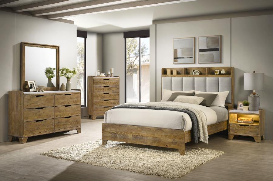 Henderson 1-drawer LED Nightstand Bedside Table Medium Oak-zoom-13