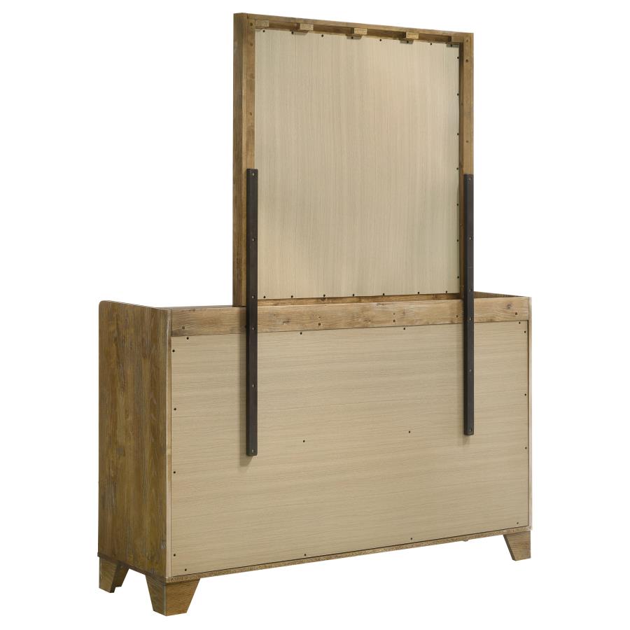 Henderson 6-drawer Bedroom Dresser with Mirror Medium Oak-zoom-4