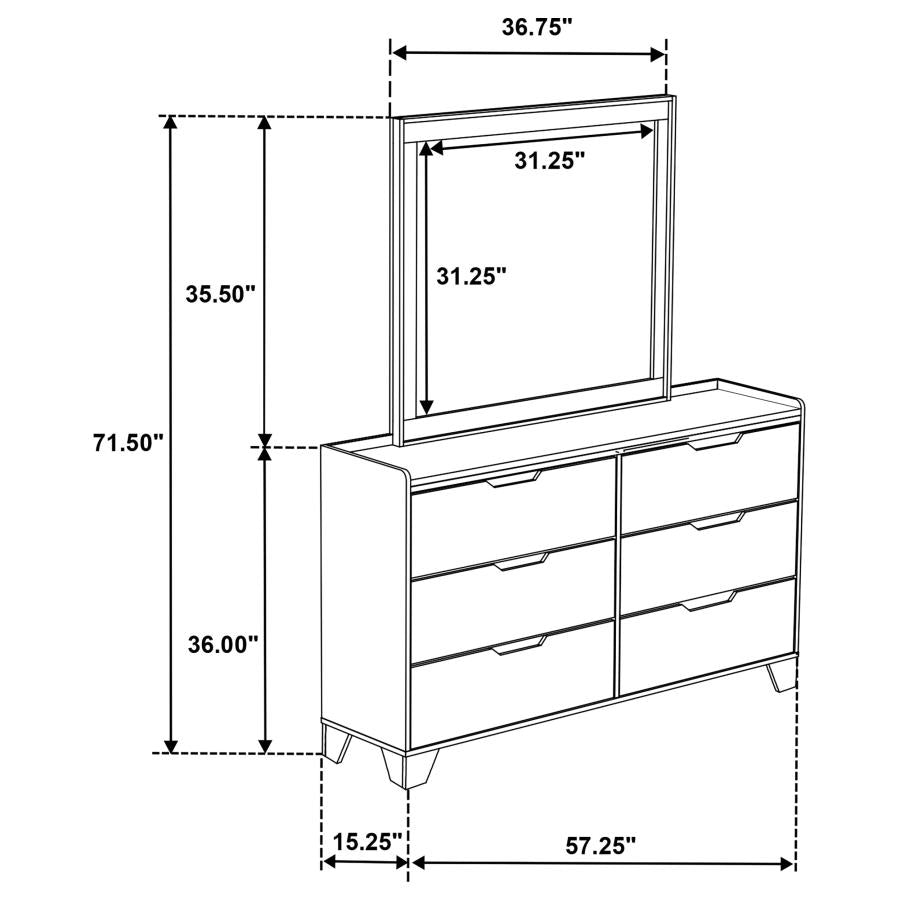 Henderson 6-drawer Bedroom Dresser with Mirror Medium Oak-12