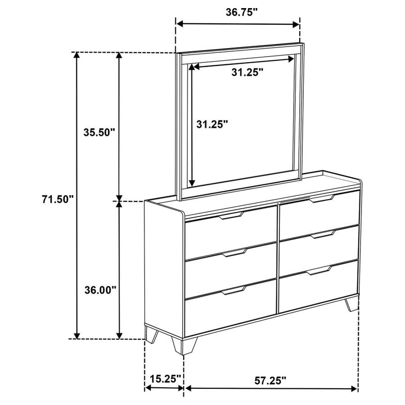 Henderson 6-drawer Bedroom Dresser with Mirror Medium Oak-zoom-