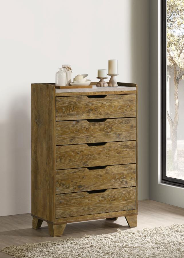 Henderson 5-drawer Bedroom Chest of Drawers Medium Oak-2