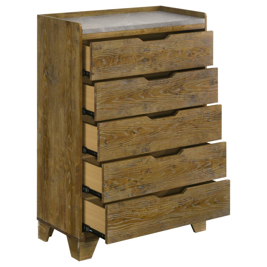 Henderson 5-drawer Bedroom Chest of Drawers Medium Oak-7