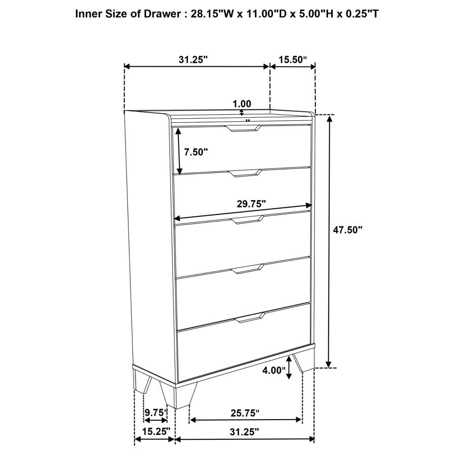Henderson 5-drawer Bedroom Chest of Drawers Medium Oak-12