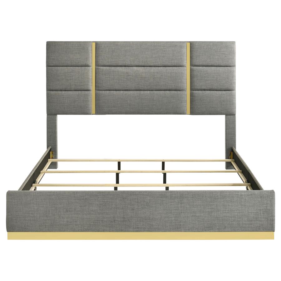 Ines 56-inch Fabric Upholstered Eastern King Panel Bed Grey-4