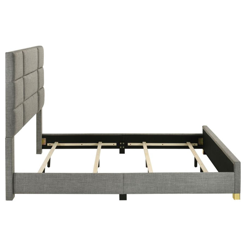 Ines 56-inch Fabric Upholstered Eastern King Panel Bed Grey-zoom-