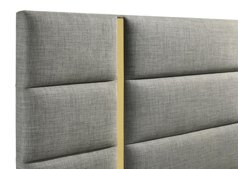 Ines 56-inch Fabric Upholstered Eastern King Panel Bed Grey-zoom-
