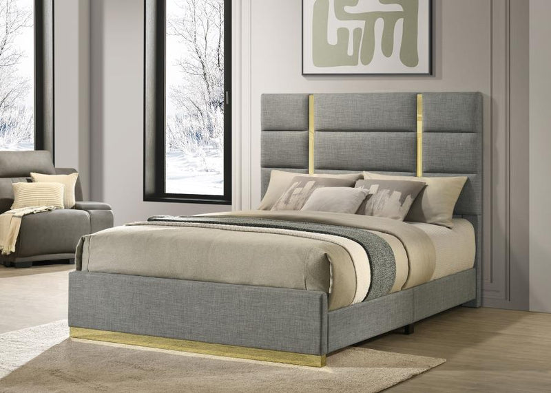 Ines 56-inch Fabric Upholstered Queen Panel Bed Grey-zoom-