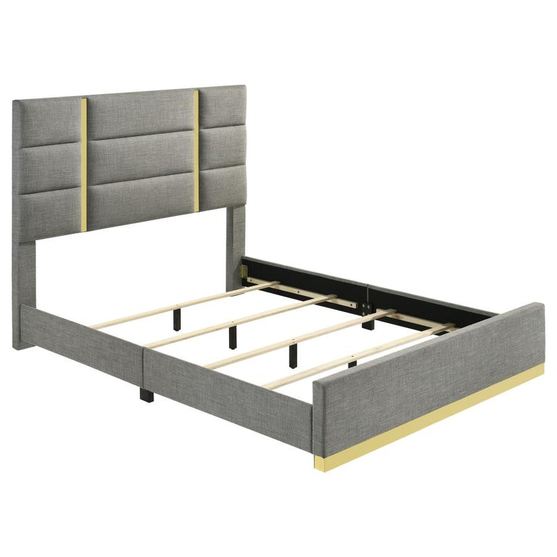 Ines 56-inch Fabric Upholstered Queen Panel Bed Grey-zoom-