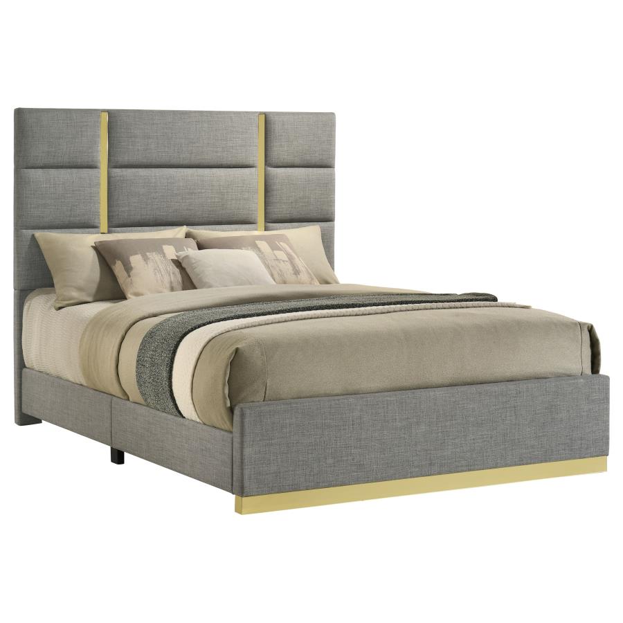Ines 56-inch Fabric Upholstered Queen Panel Bed Grey-zoom-3