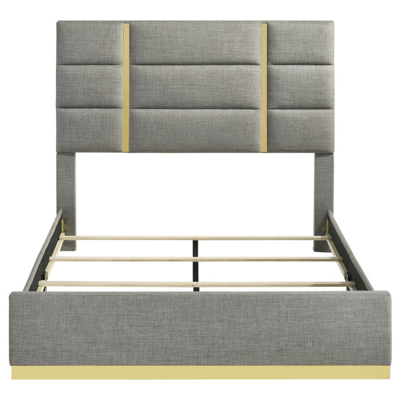 Ines 56-inch Fabric Upholstered Queen Panel Bed Grey-zoom-
