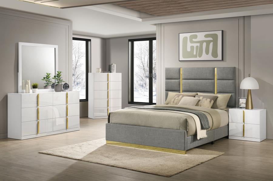 Ines 56-inch Fabric Upholstered Queen Panel Bed Grey-10