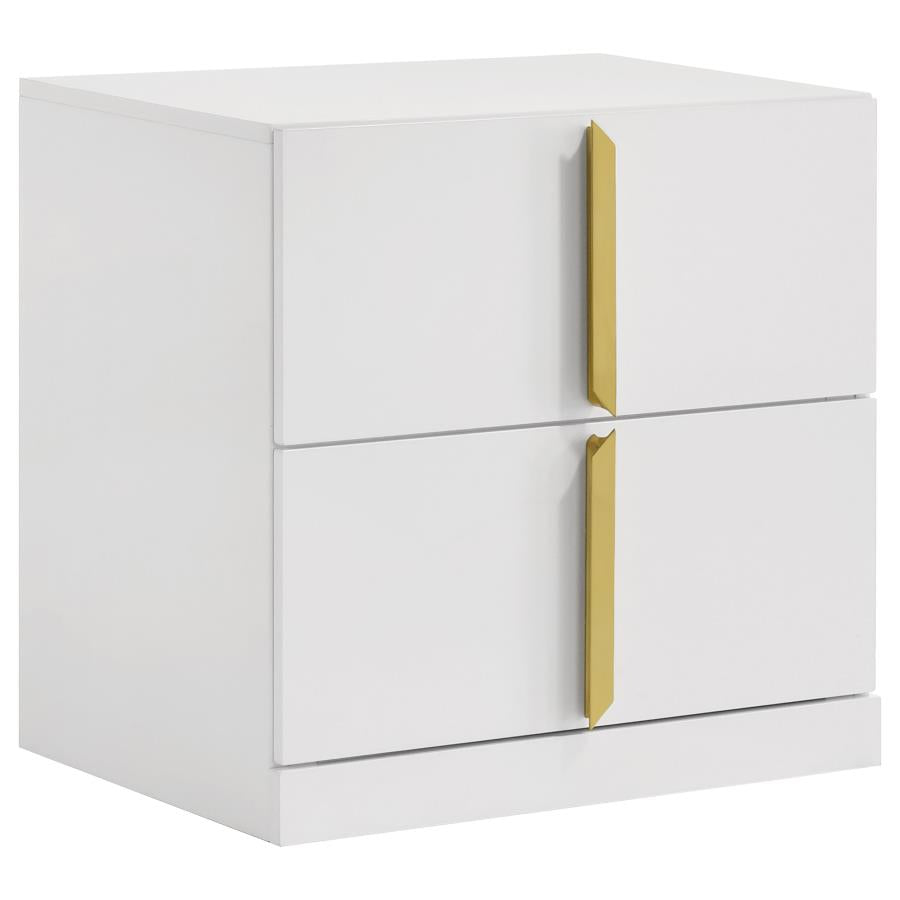 Ines 4-piece Eastern King Bedroom Set Navy and White High Gloss-5