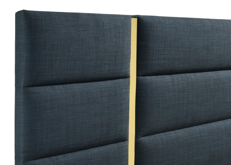 Ines 56-inch Fabric Upholstered Eastern King Panel Bed Navy-zoom-