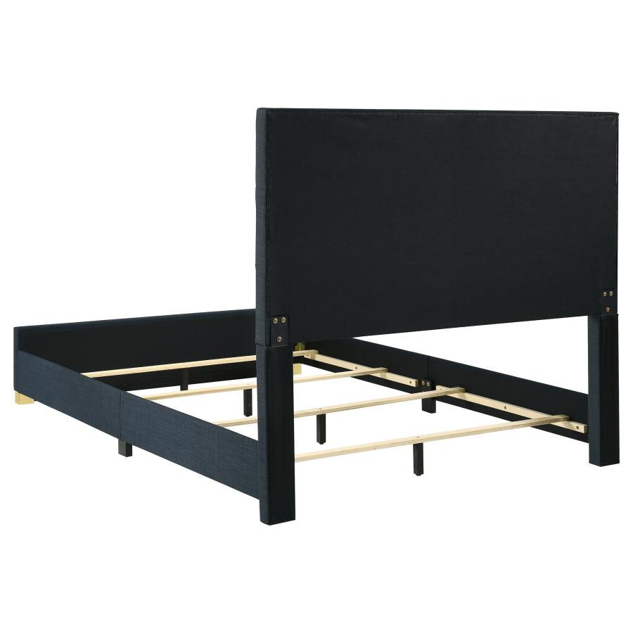 Ines 56-inch Fabric Upholstered Queen Panel Bed Navy-zoom-5