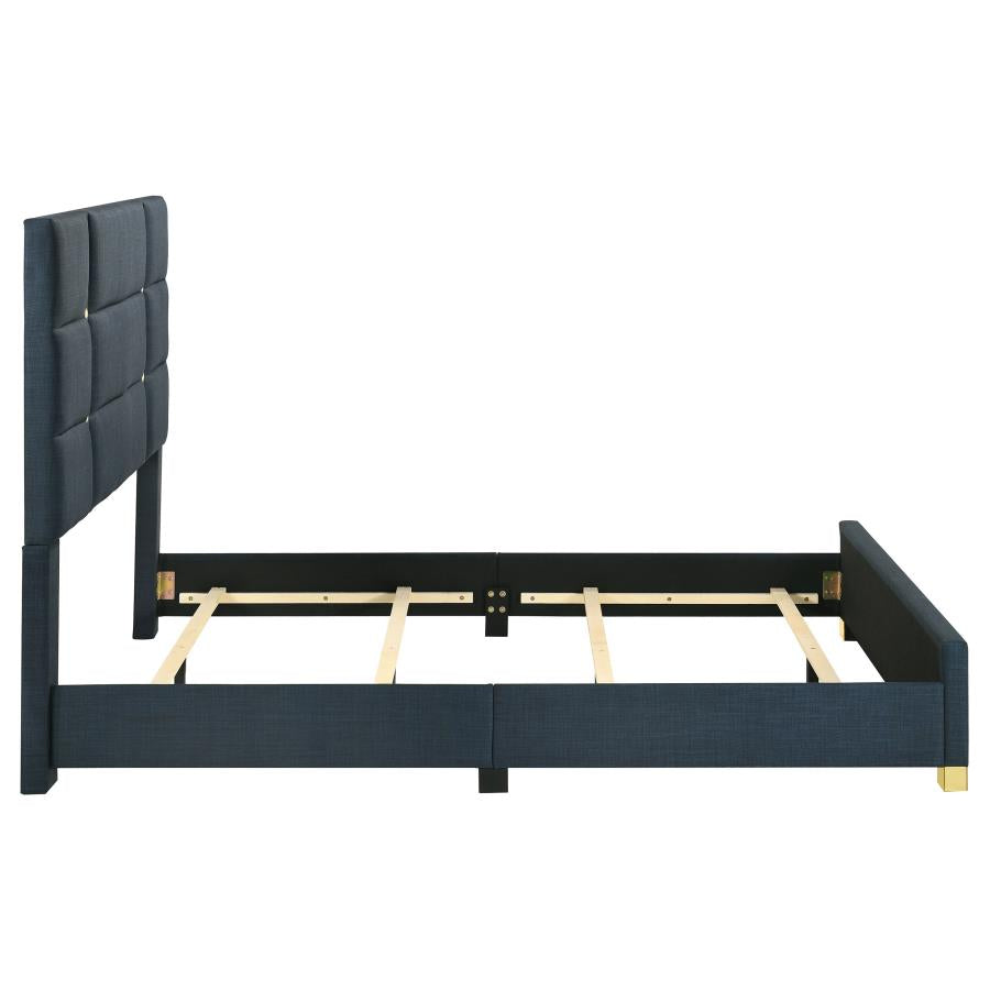 Ines 56-inch Fabric Upholstered Queen Panel Bed Navy-zoom-6
