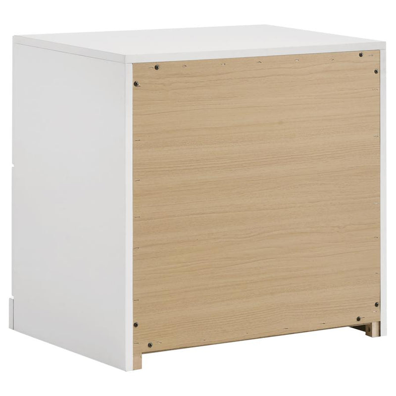 Ines 2-drawer Nightstand Bedside Table White High Gloss-zoom-
