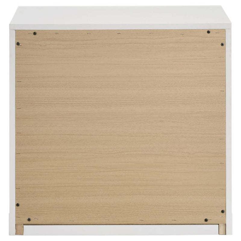 Ines 2-drawer Nightstand Bedside Table White High Gloss-zoom-