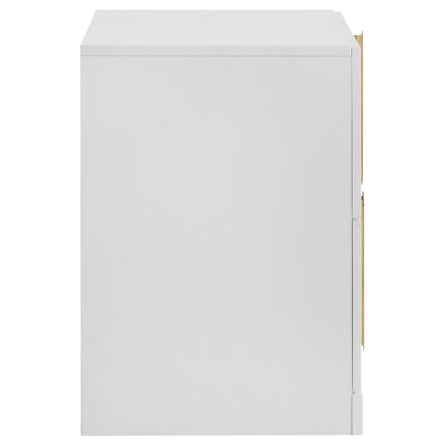 Ines 2-drawer Nightstand Bedside Table White High Gloss-zoom-6