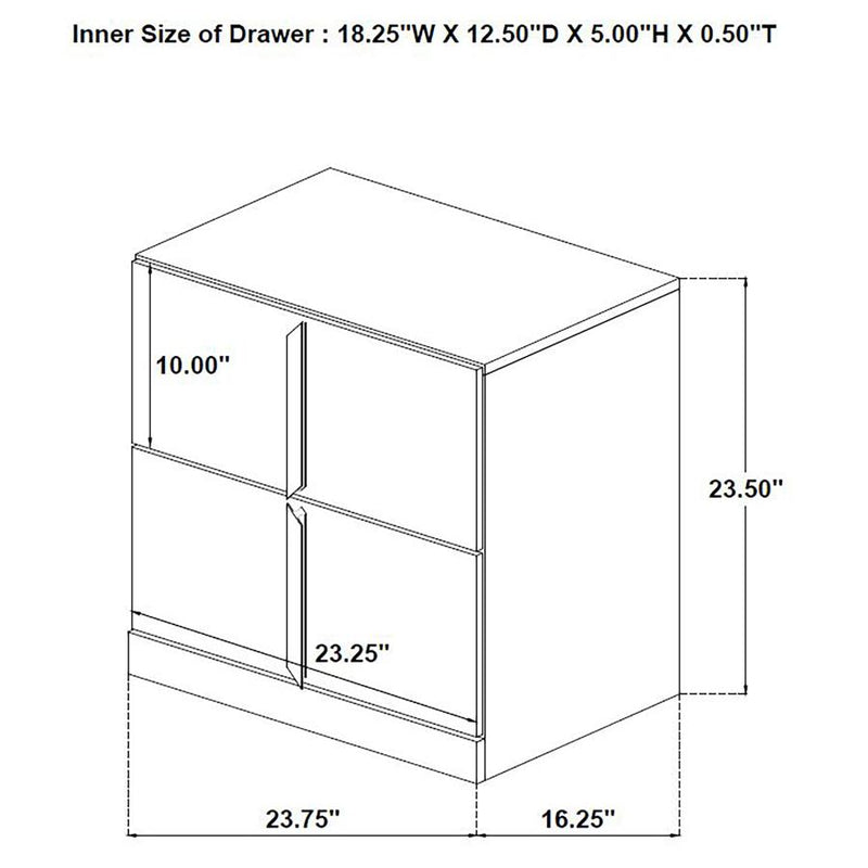 Ines 2-drawer Nightstand Bedside Table White High Gloss-zoom-