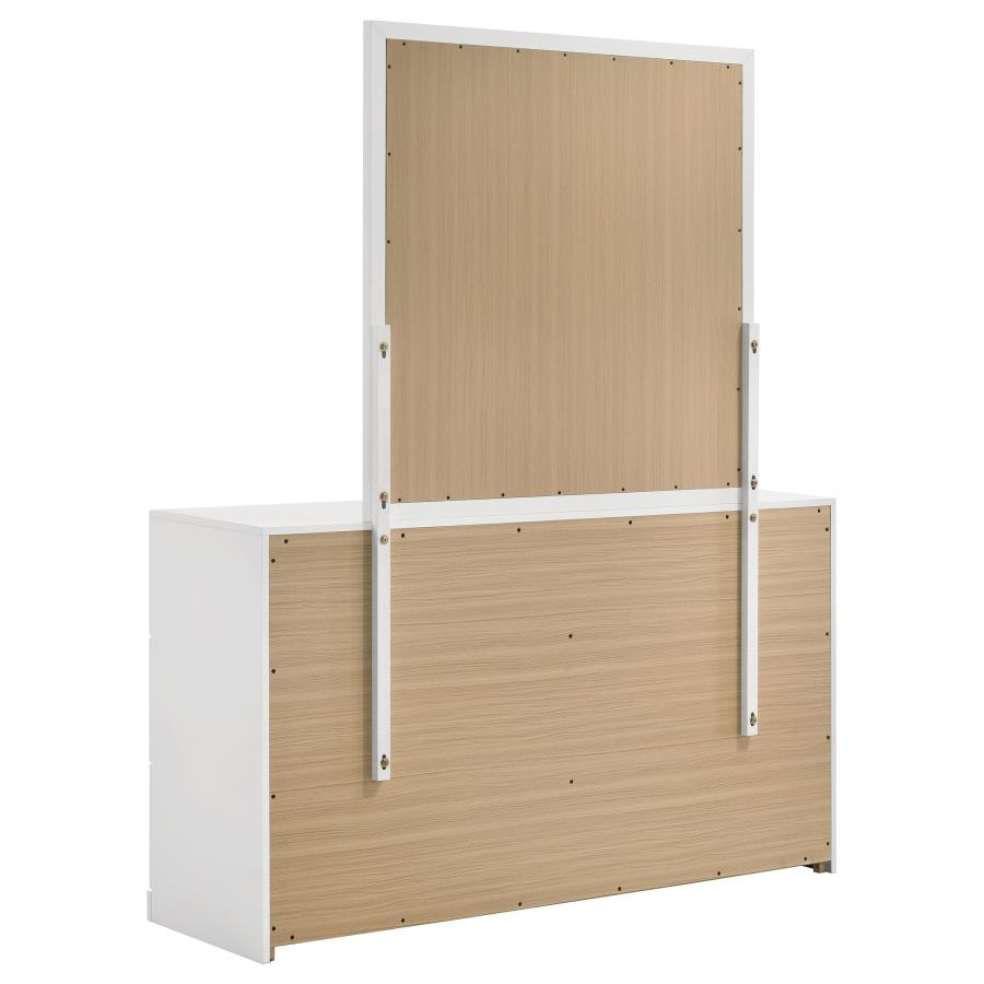 Ines 6-drawer Bedroom Dresser with Mirror White High Gloss-4