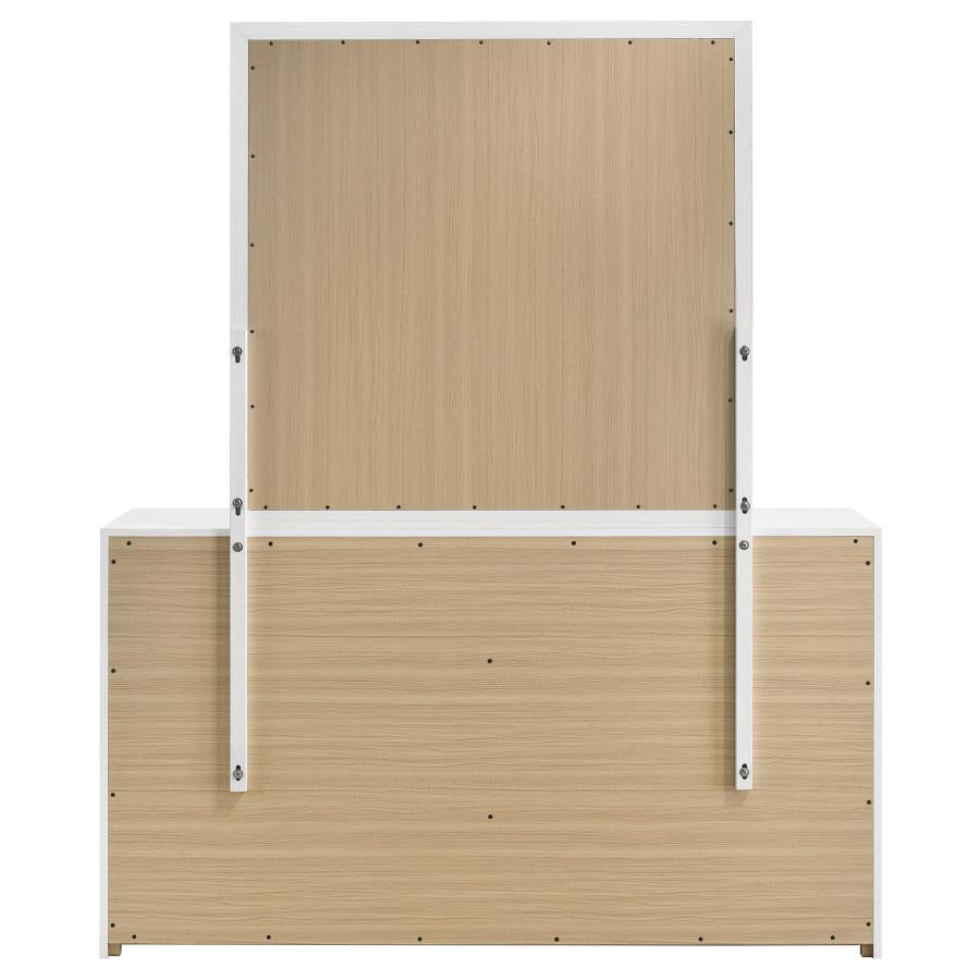 Ines 6-drawer Bedroom Dresser with Mirror White High Gloss-5