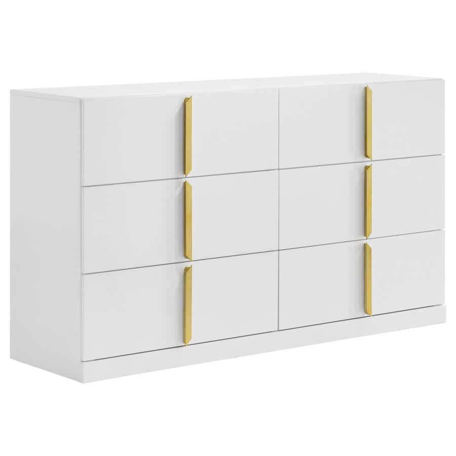 Ines 6-drawer Bedroom Dresser Cabinet White High Gloss-1