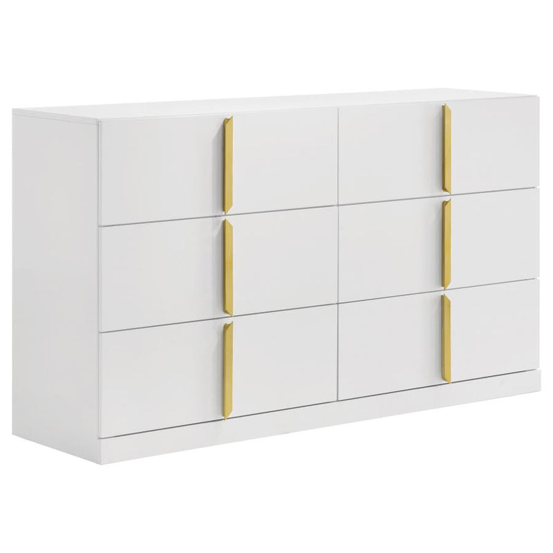 Ines 6-drawer Bedroom Dresser Cabinet White High Gloss-zoom-