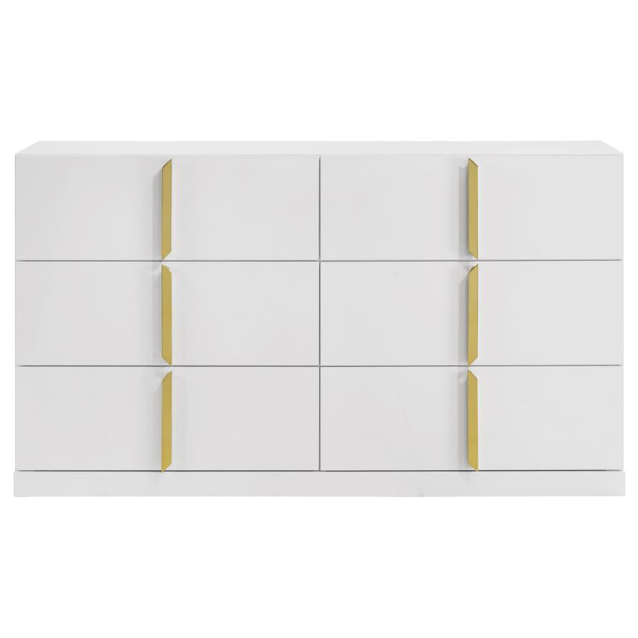 Ines 6-drawer Bedroom Dresser Cabinet White High Gloss-zoom-3