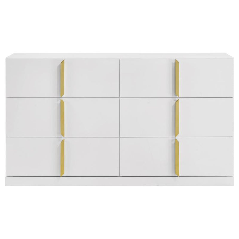 Ines 6-drawer Bedroom Dresser Cabinet White High Gloss-zoom-