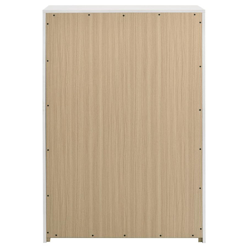 Ines 5-drawer Bedroom Chest of Drawers White High Gloss-zoom-