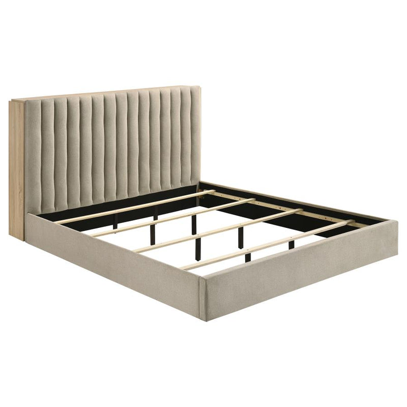 Arielle Eastern King Bookcase Panel Storage Bed Light Oak-zoom-