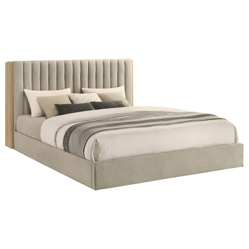 Arielle Eastern King Bookcase Panel Storage Bed Light Oak-zoom-