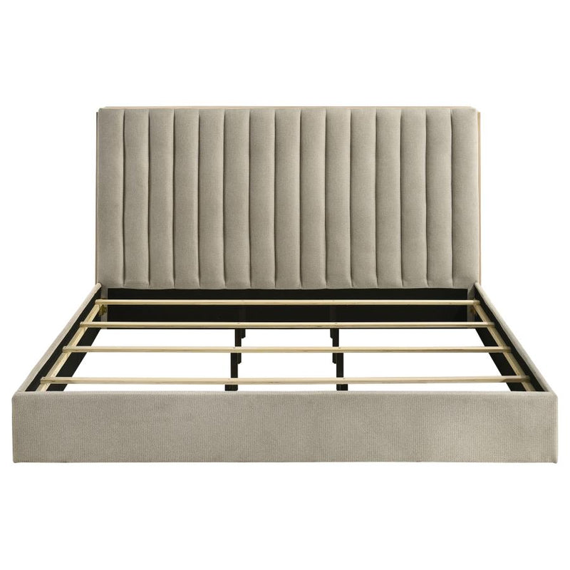 Arielle Eastern King Bookcase Panel Storage Bed Light Oak-zoom-