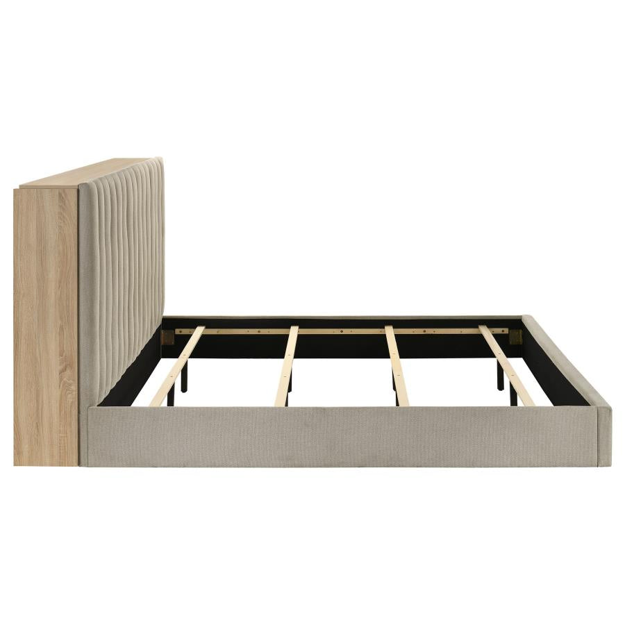 Arielle Eastern King Bookcase Panel Storage Bed Light Oak-zoom-8