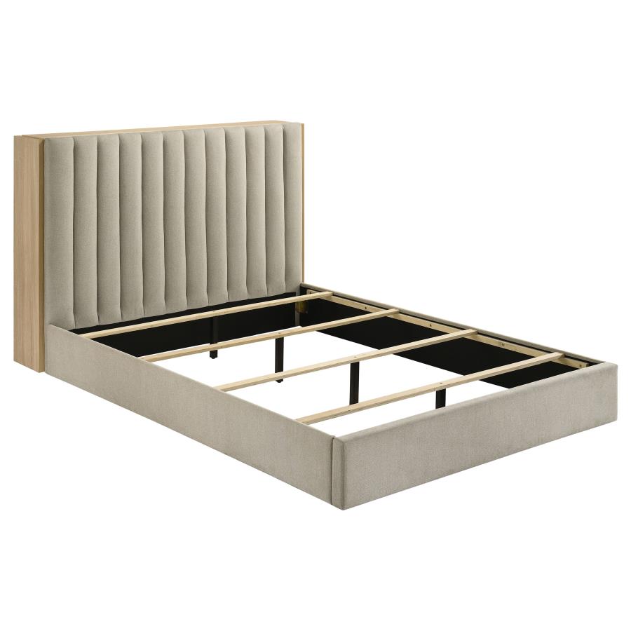 Arielle Queen Bookcase Panel Storage Bed Light Oak-4
