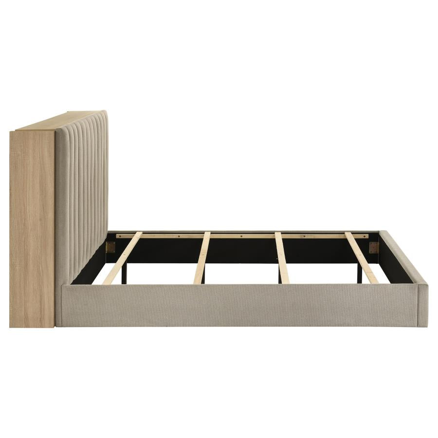 Arielle Queen Bookcase Panel Storage Bed Light Oak-8