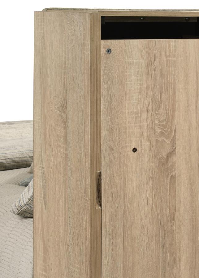 Arielle Queen Bookcase Panel Storage Bed Light Oak-10